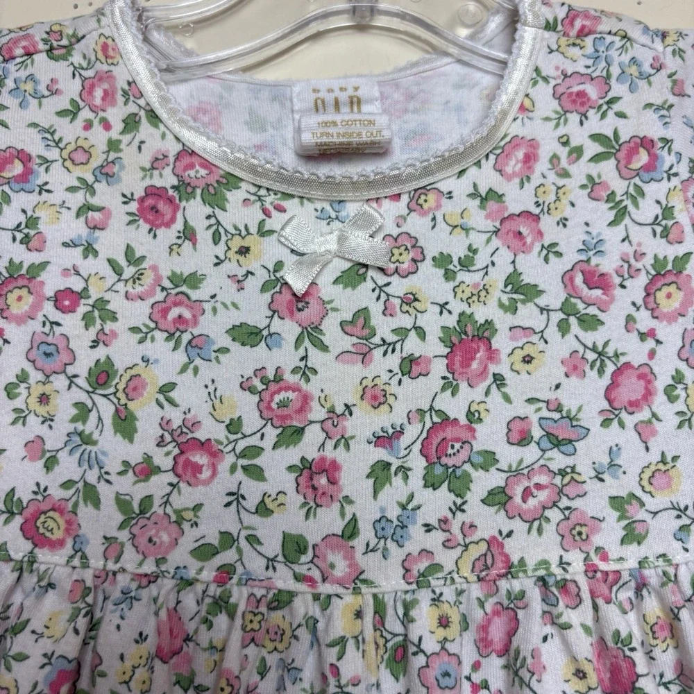 Vintage Baby Gap Cream Pink Floral 100% Cotton Short Sleeve Romper S 3-6M Y2K